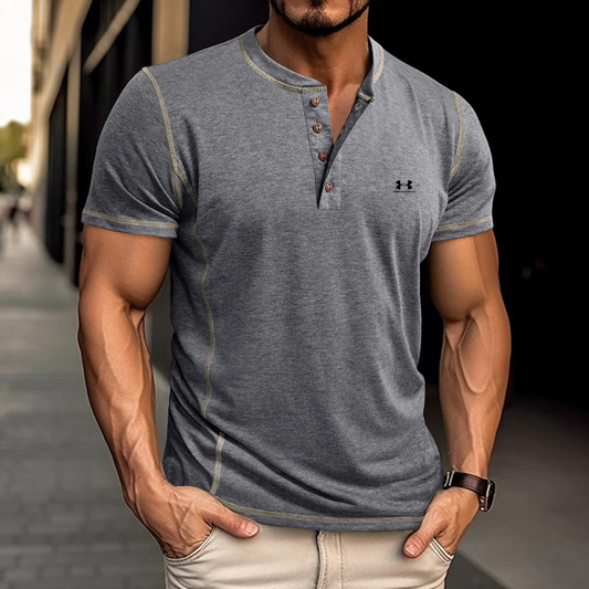 Men's Fashion Cotton Short Sleeve Henley Shirt