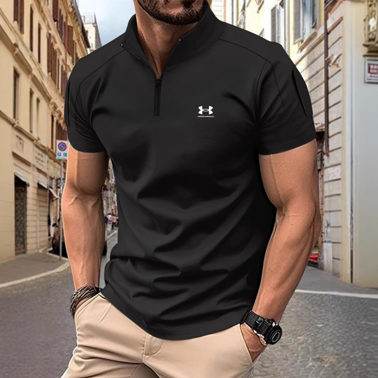 Spring/Summer Casual Stand Collar Solid Color Short-Sleeve Polo Shirt - Limited-time 40% off