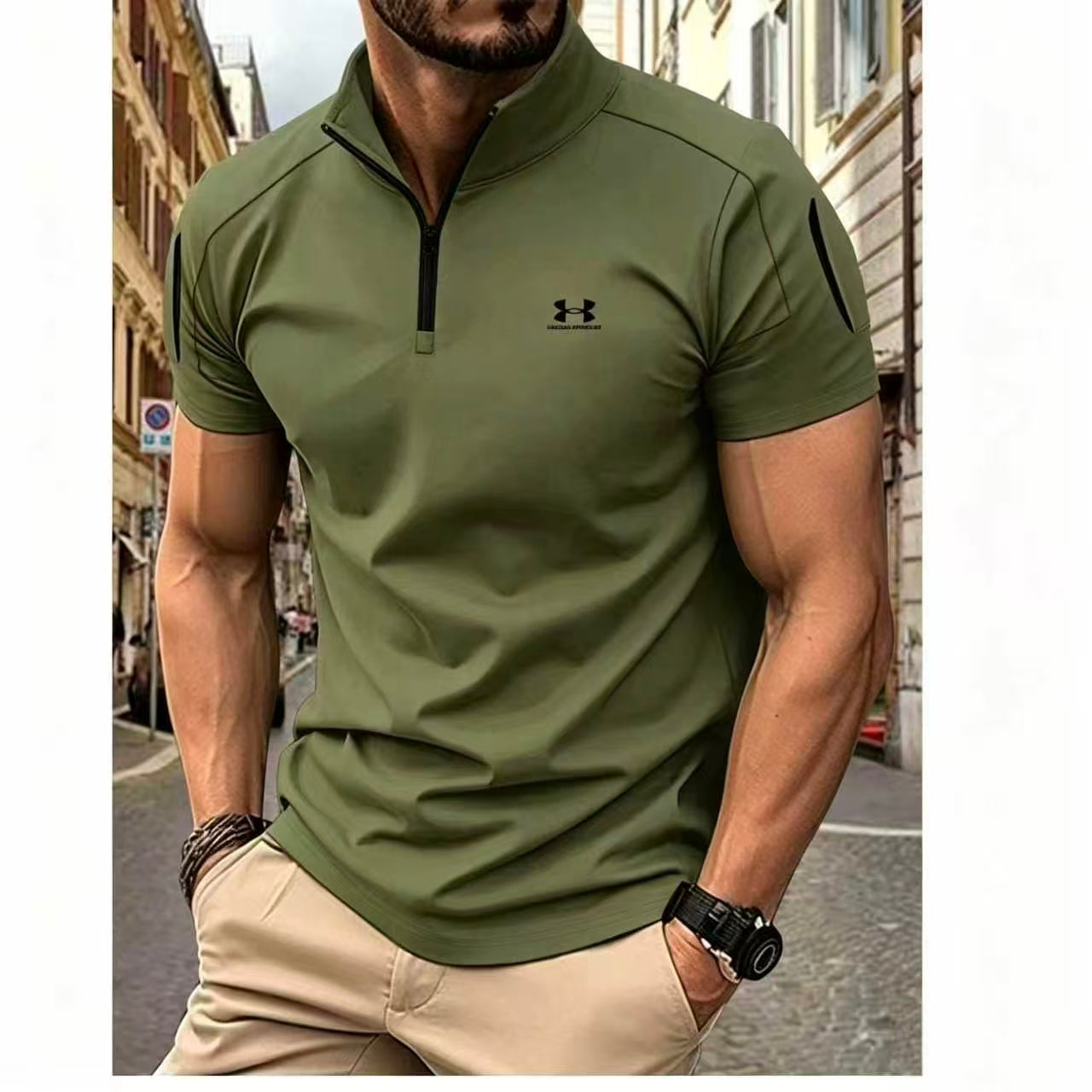 Spring/Summer Casual Stand Collar Solid Color Short-Sleeve Polo Shirt - Limited-time 40% off