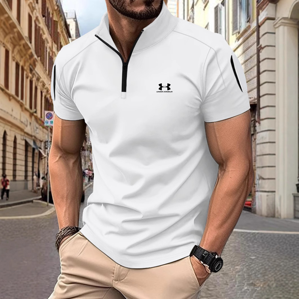 Spring/Summer Casual Stand Collar Solid Color Short-Sleeve Polo Shirt - Limited-time 40% off
