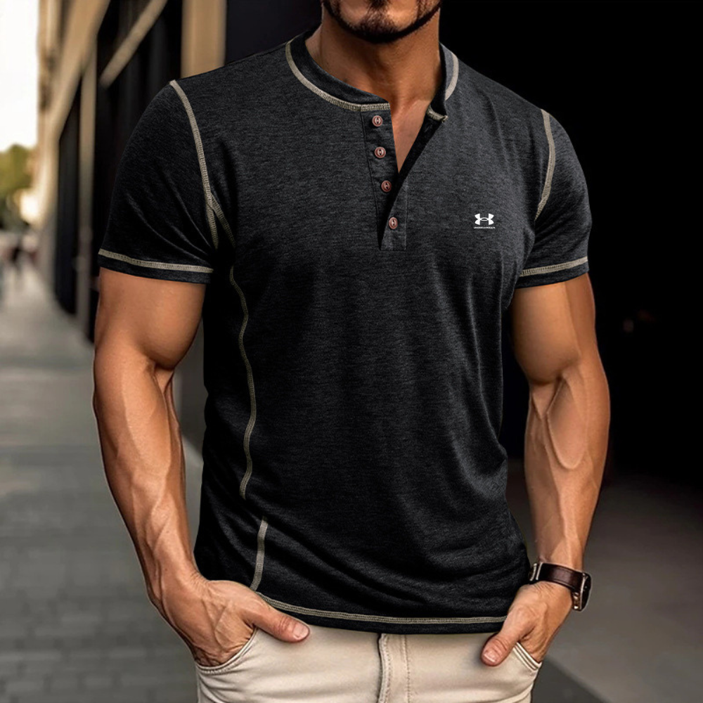 Men's Fashion Cotton Short Sleeve Henley Shirt