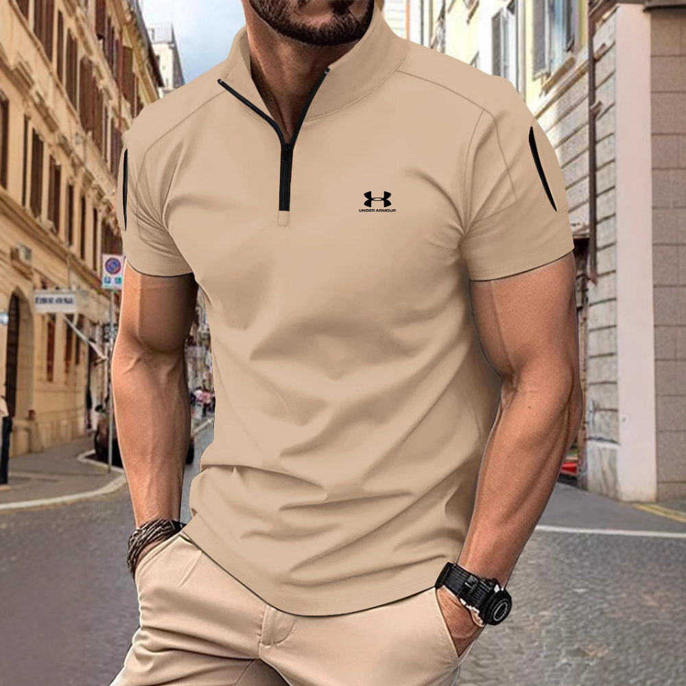 Spring/Summer Casual Stand Collar Solid Color Short-Sleeve Polo Shirt - Limited-time 40% off
