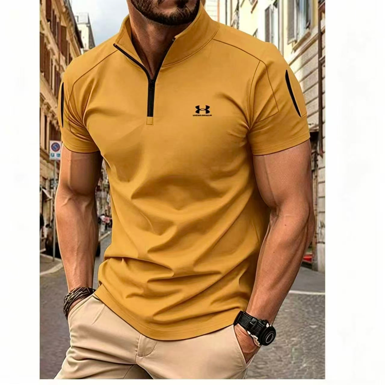 Spring/Summer Casual Stand Collar Solid Color Short-Sleeve Polo Shirt - Limited-time 40% off