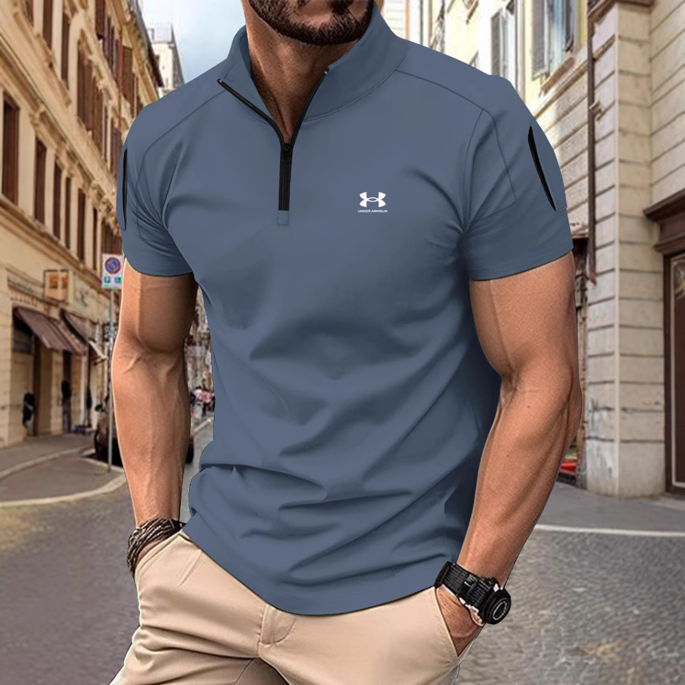 Spring/Summer Casual Stand Collar Solid Color Short-Sleeve Polo Shirt - Limited-time 40% off