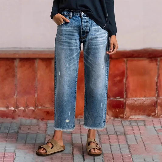 Retro Cropped Straight Leg Jeans