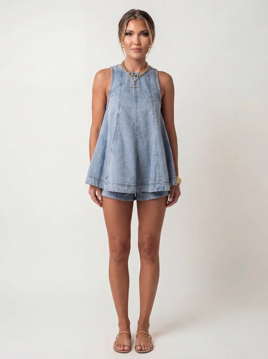 Everyday Relaxed Denim Two-Piece Set